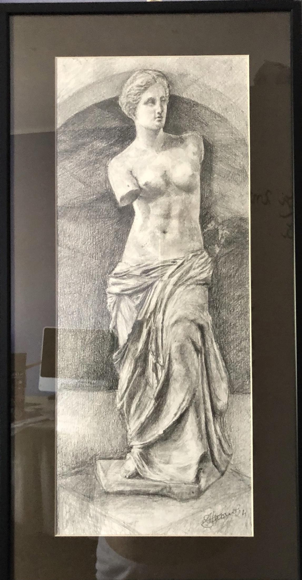Desen Noni Serghi, studiu dupa Venus, cu hasura si modelare tonala.