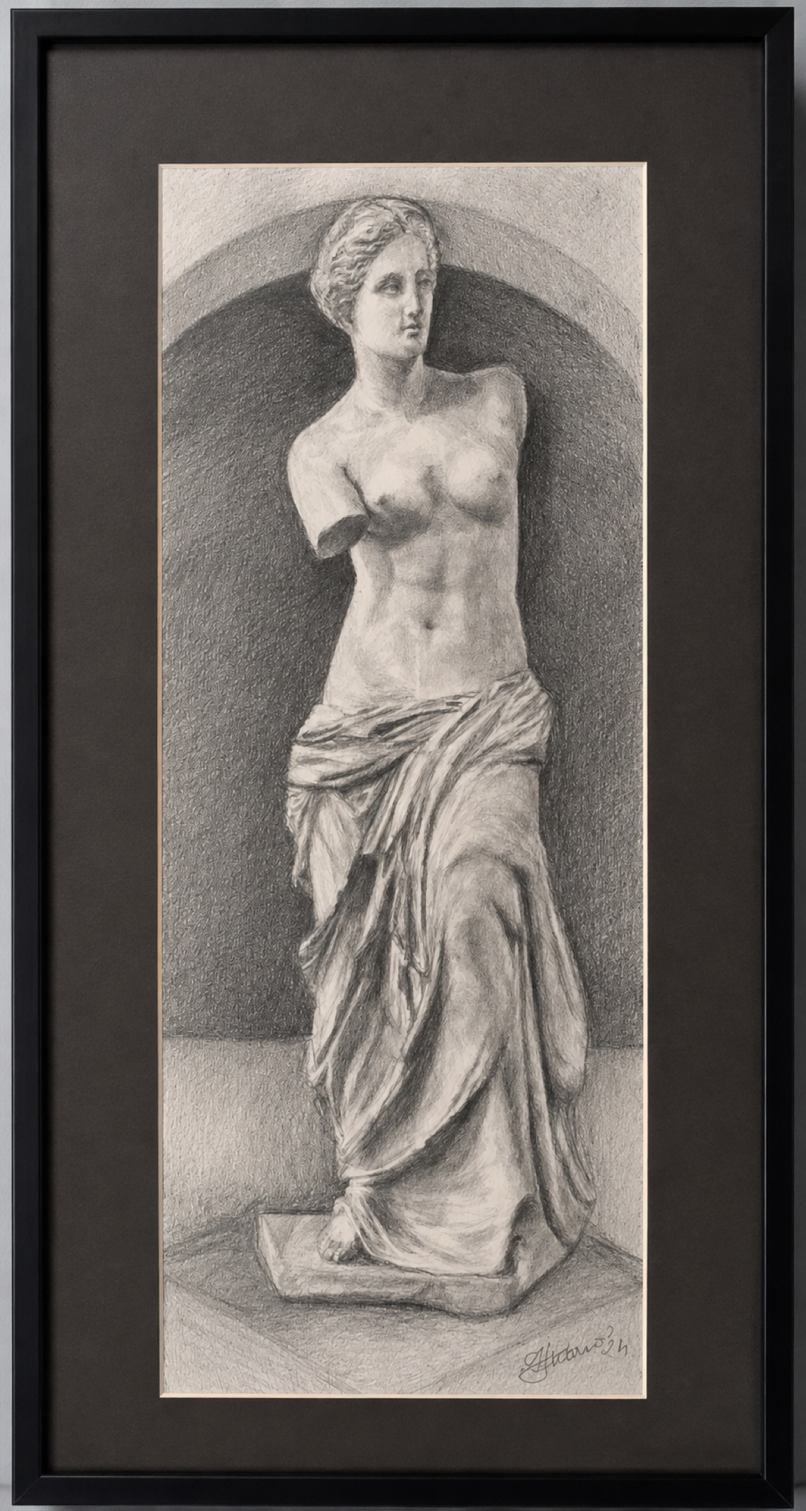 Desen Noni Serghi, studiu dupa Venus, cu hasura si modelare tonala.